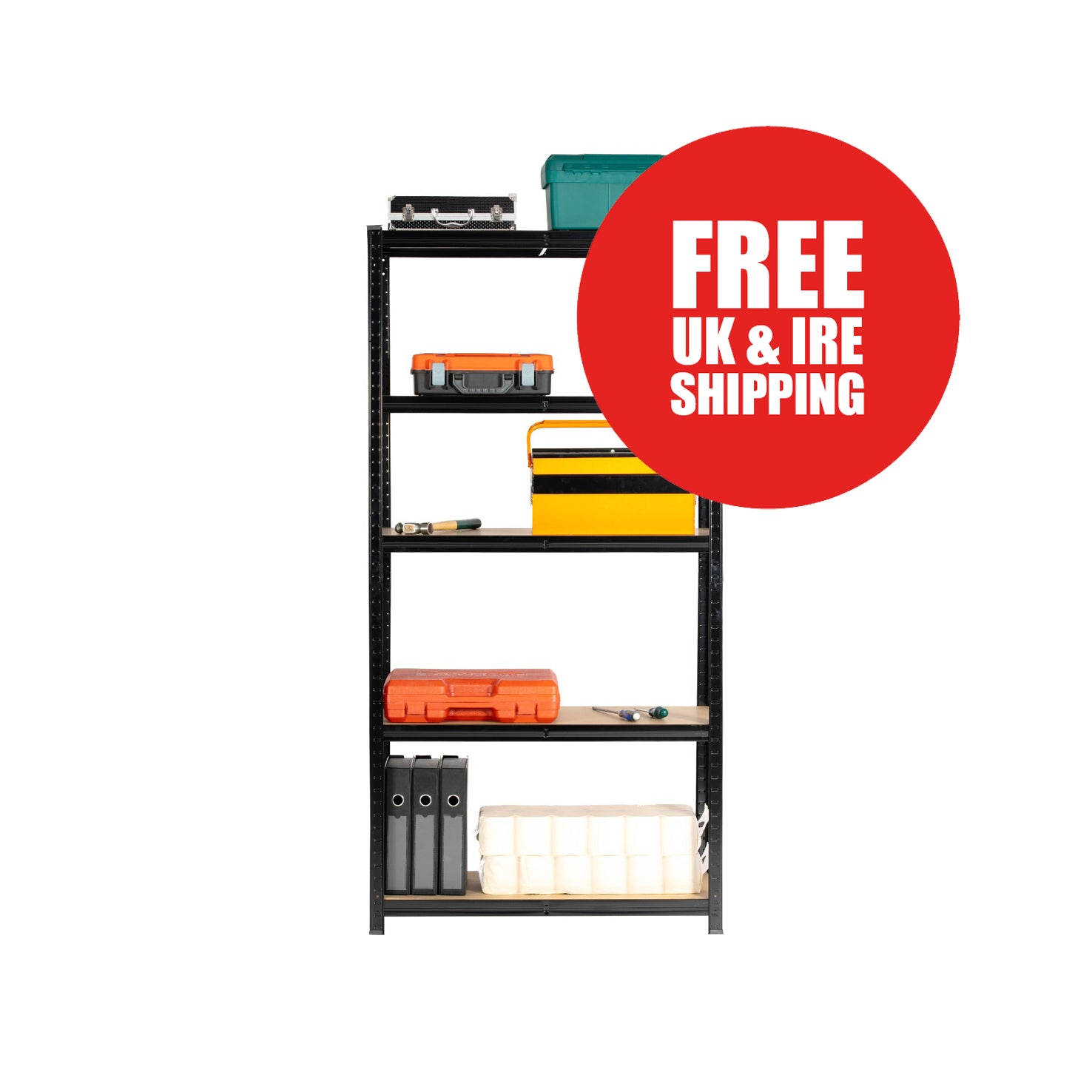 Boltless Shelving | 900mm x 300mm x 1800mm | Black | Ref:BS001