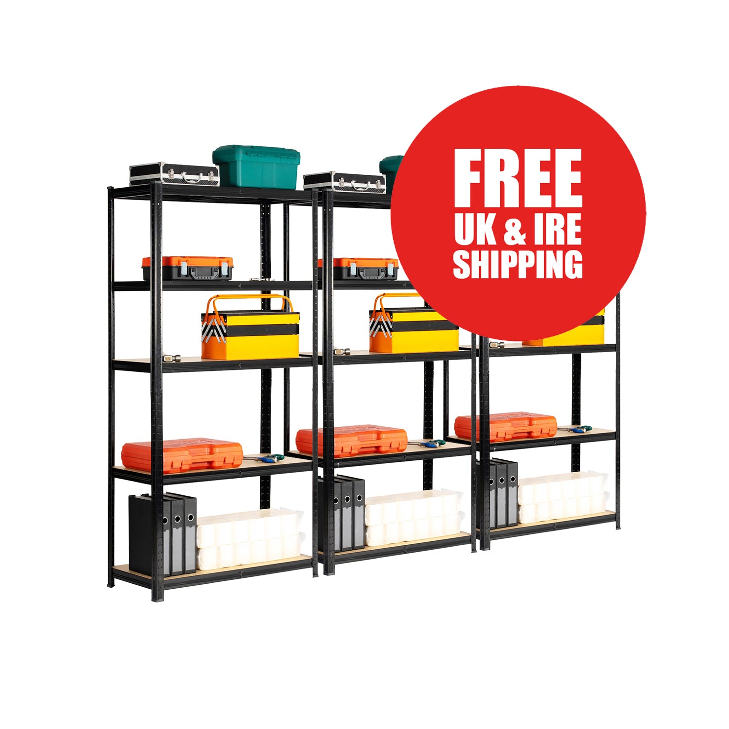 3 BAY SHELVING OFFER! | Black | 400mm Deep | Ref:BS011