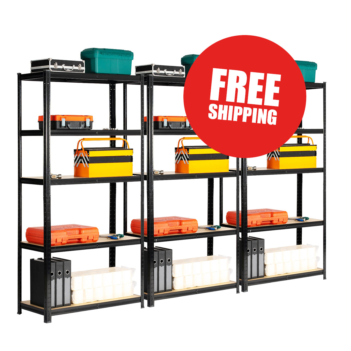 3 BAY SHELVING OFFER! | Black | 300mm Deep | Ref:BS012