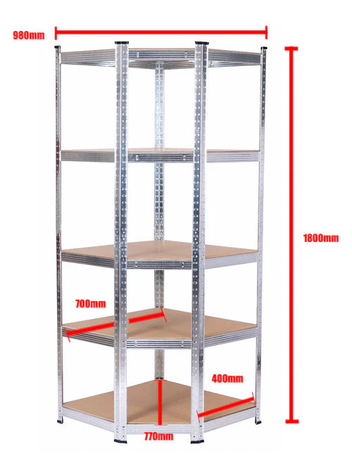 Corner Shelving | 980mm x 400mm x 1800mm | Galvanised | Ref:BS006