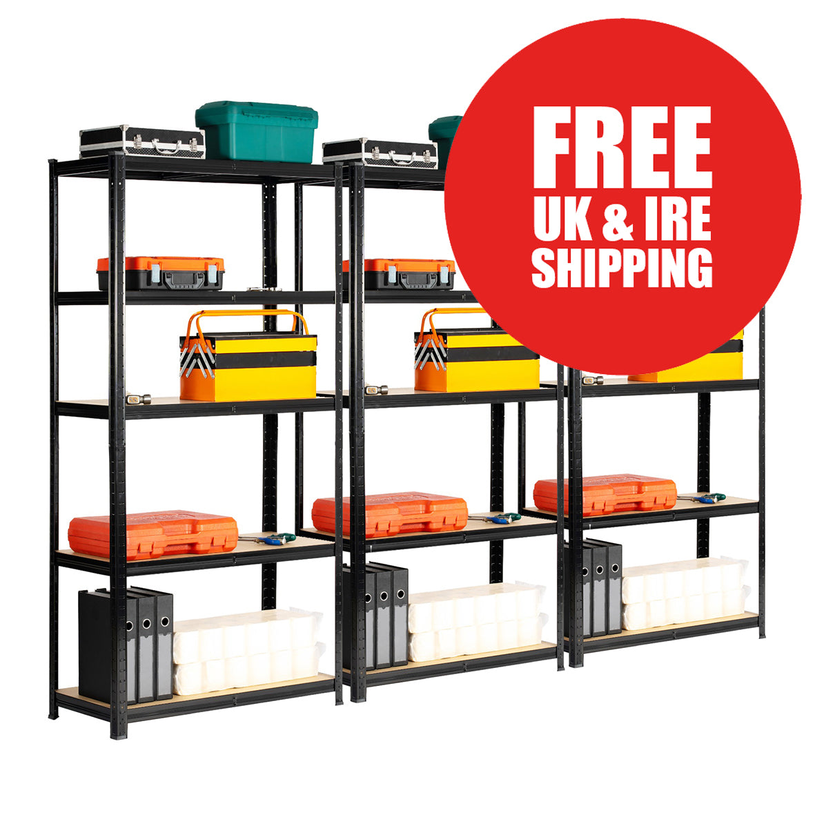 3 BAY SHELVING OFFER! | Black | 300mm Deep | Ref:BS012