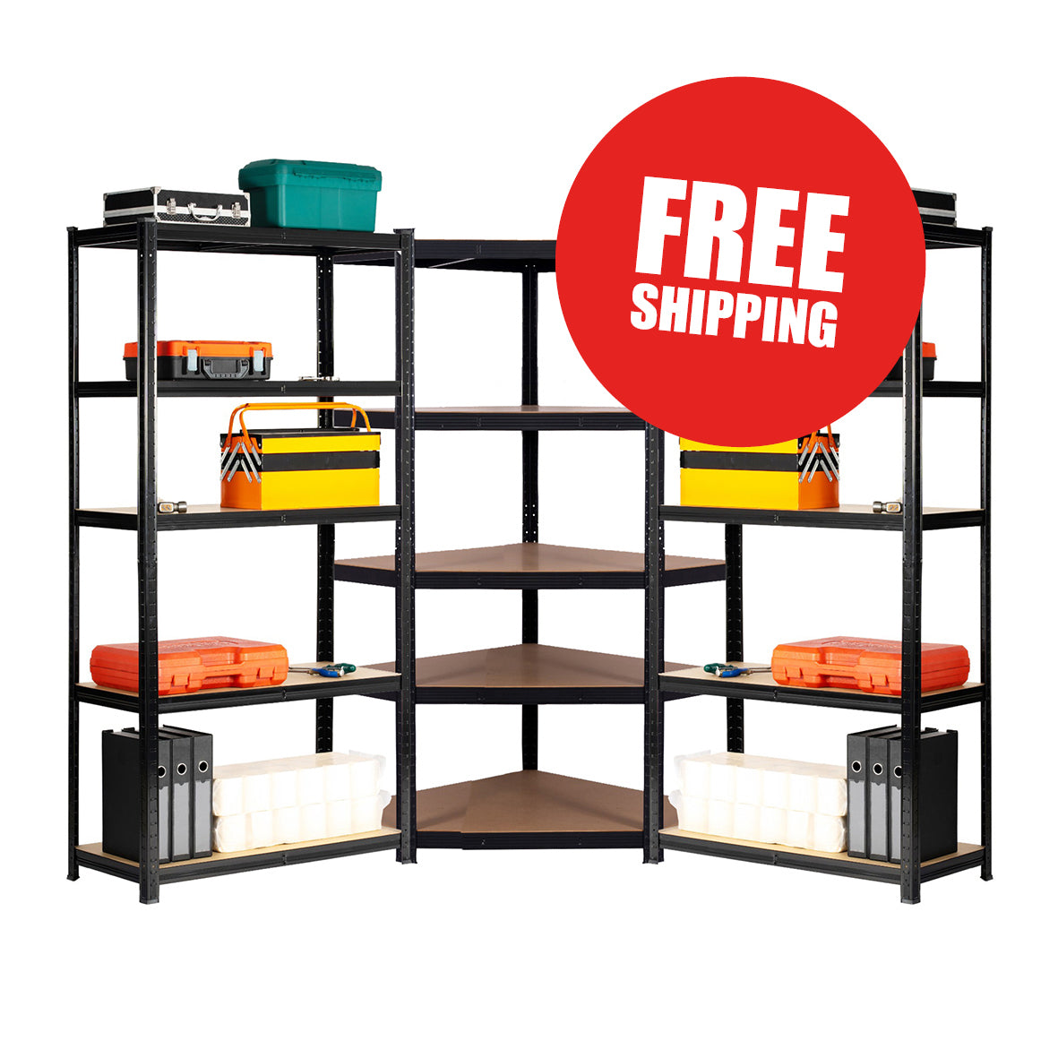 3 BAY SHELVING OFFER! | Black | 300mm Deep | Ref:BS010